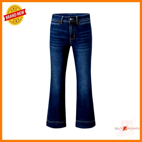 High Waisted Wide Leg Flare Jeans Stretchy Denim Pants Trendy Y2K Chic - Picture 5 of 7